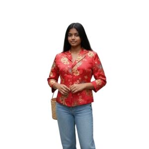 Vintage Connie Roberson Asian Silk Blend Jacket Size Small